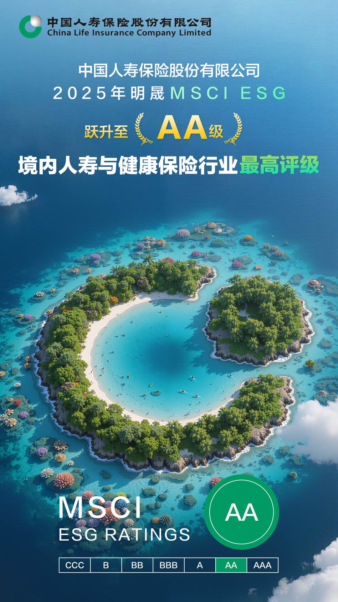 中国人寿MSCI（明晟）ESG评级调升至AA